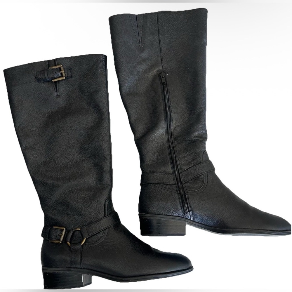 Ralph Lauren Women’s Sz 7.5B Boots Black Leather RLL McLeod Riding Pebble